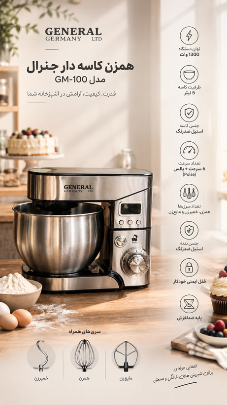 همزن کاسە دار جنرال GM_100